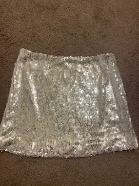 Wayf x Jordan Sloane Small White Iridescent Sequin Mini Skirt